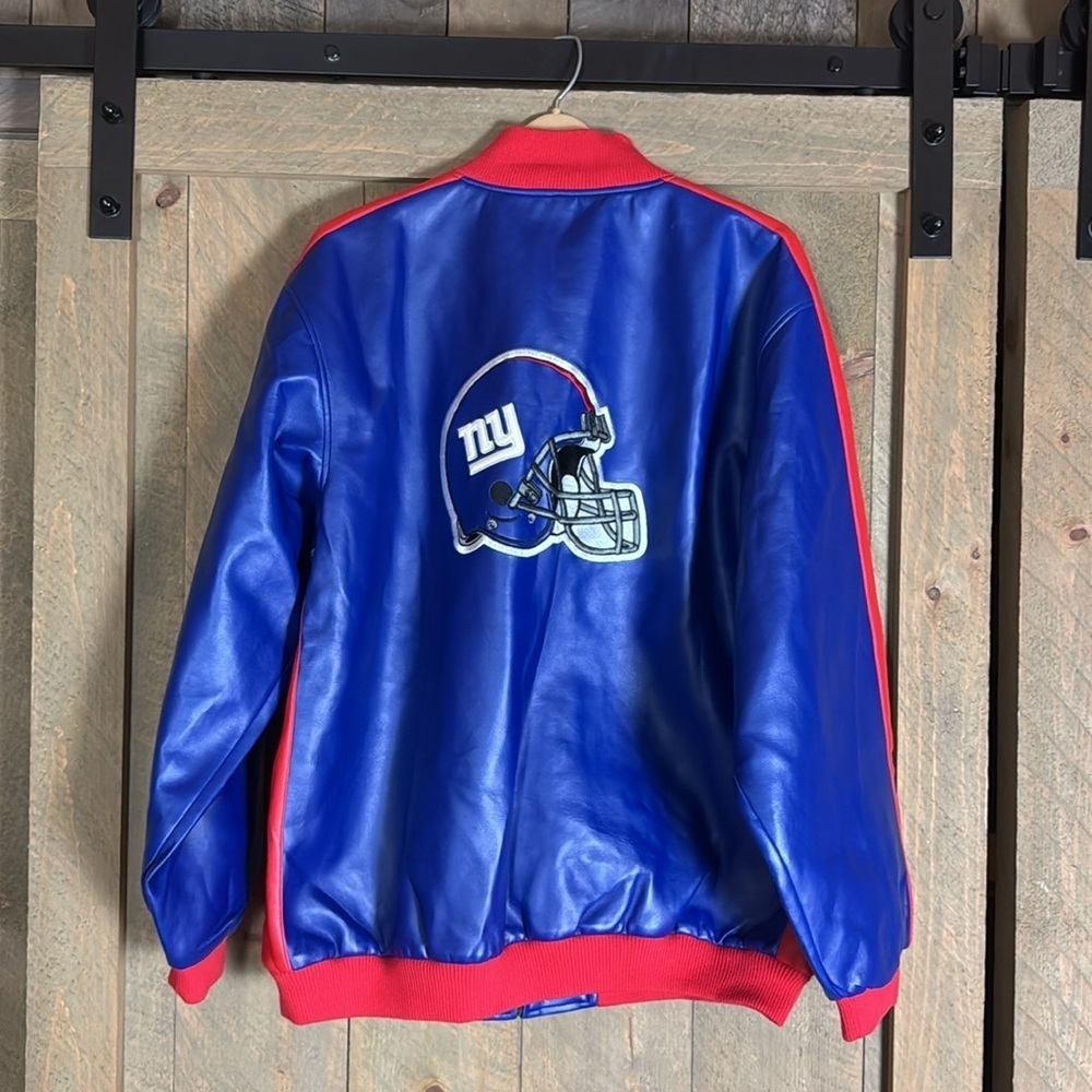 New York Giants faux leather Varsity jacket Blue and red Size XL - Picture 8 of 12